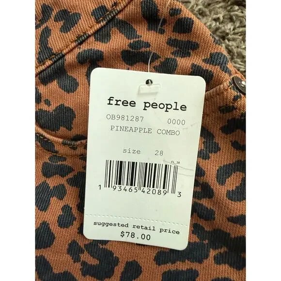 NWT Free People We The Free Zip It Up Leopard Print Denim Mini Skirt Size 28 - Picture 7 of 10